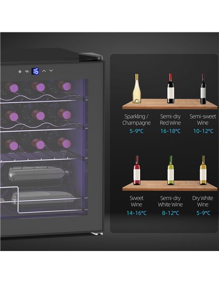 HOMCOM 42L 16-Bottle Wine Cooler Fridge - Black - pic 172553 | FastDaddyshop
