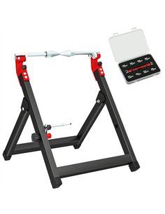 HOMCOM Foldable Motorcycle Wheel Balancer Truing Stand with Spoke Wrench, Steel Bike Tyre Rim Balancing Stand with Aluminium Sha