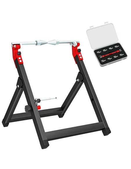 HOMCOM Foldable Motorcycle Wheel Balancer Truing Stand with Spoke Wrench, Steel Bike Tyre Rim Balancing Stand with Aluminium Sha - pic 172554 | FastDaddyshop