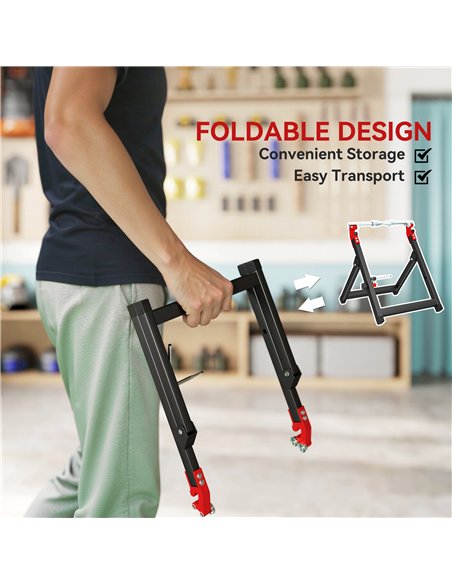 HOMCOM Foldable Motorcycle Wheel Balancer Truing Stand with Spoke Wrench, Steel Bike Tyre Rim Balancing Stand with Aluminium Sha - pic 172557 | FastDaddyshop