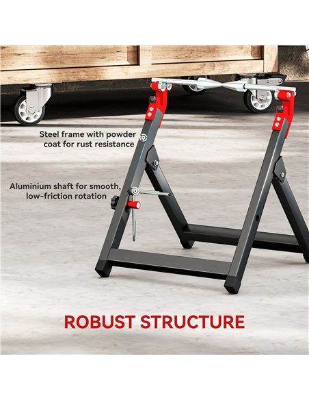 HOMCOM Foldable Motorcycle Wheel Balancer Truing Stand with Spoke Wrench, Steel Bike Tyre Rim Balancing Stand with Aluminium Sha - pic 172559 | FastDaddyshop