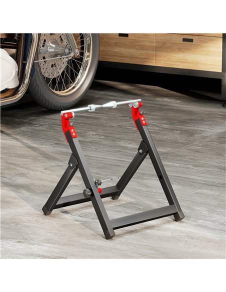 HOMCOM Foldable Motorcycle Wheel Balancer Truing Stand with Spoke Wrench, Steel Bike Tyre Rim Balancing Stand with Aluminium Sha - pic 172561 | FastDaddyshop