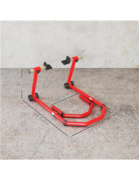 HOMCOM Motorcycle Stand, Front/Rear Paddock Stand, with 390 kg Weight Capacity, Red - pic 172574 | FastDaddyshop