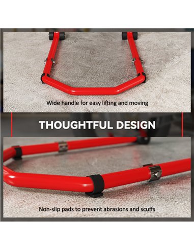 HOMCOM Motorcycle Stand, Front/Rear Paddock Stand, with 390 kg Weight Capacity, Red