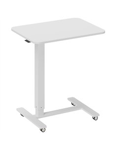 HOMCOM Height Adjustable Standing Desk, Pneumatic Sit Stand Desk for Laptop, Mobile Overbed Table with Wheels for Home Office, W