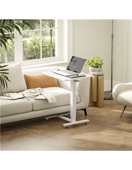 HOMCOM Height Adjustable Standing Desk, Pneumatic Sit Stand Desk for Laptop, Mobile Overbed Table with Wheels for Home Office, W - pic 172582 | FastDaddyshop
