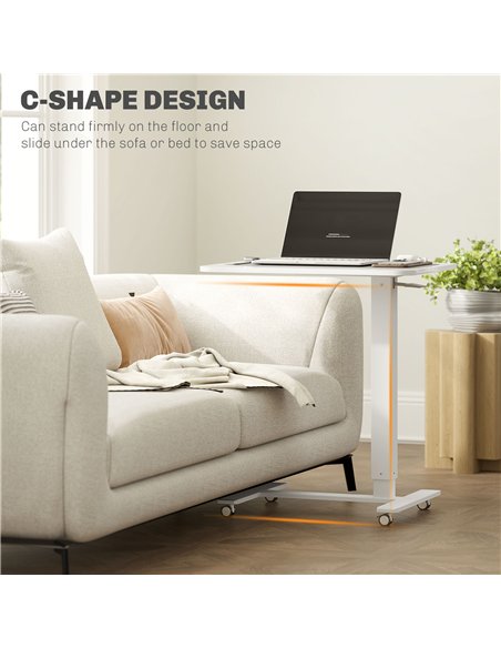 HOMCOM Height Adjustable Standing Desk, Pneumatic Sit Stand Desk for Laptop, Mobile Overbed Table with Wheels for Home Office, W - pic 172585 | FastDaddyshop