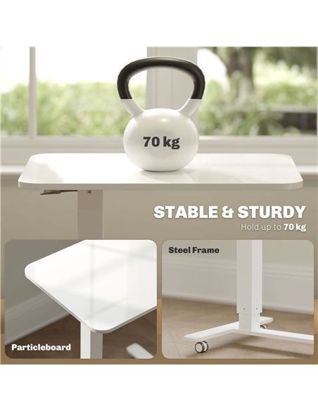 HOMCOM Height Adjustable Standing Desk, Pneumatic Sit Stand Desk for Laptop, Mobile Overbed Table with Wheels for Home Office, W - pic 172587 | FastDaddyshop