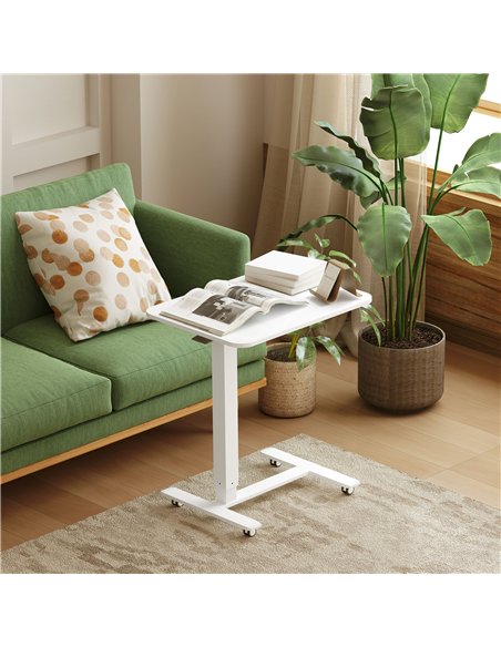 HOMCOM Height Adjustable Standing Desk, Pneumatic Sit Stand Desk for Laptop, Mobile Overbed Table with Wheels for Home Office, W - pic 172588 | FastDaddyshop