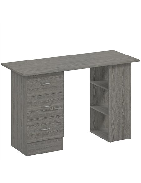 HOMCOM Computer Desk, Writing Table, PC Workstation with 3 Storage Shelves and Drawers, Silver Handle, for Home Office, Grey - pic 172599 | FastDaddyshop