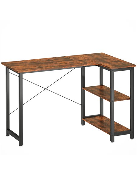 HOMCOM L Shaped Desk, Corner Computer Desk with Bookshelf for Home Office, Study Room, Workstation, 120 x 73.2 x 75cm, Rustic Br - pic 172608 | FastDaddyshop