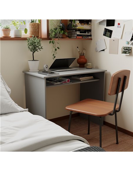 HOMCOM Modern Computer Desk, Home Office Table, Small Writing Desk with Storage Shelf, 90 x 50cm, Grey - pic 172632 | FastDaddyshop