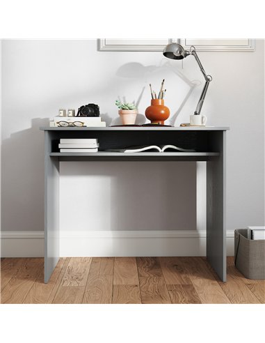 HOMCOM Modern Computer Desk, Home Office Table, Small Writing Desk with Storage Shelf, 90 x 50cm, Grey