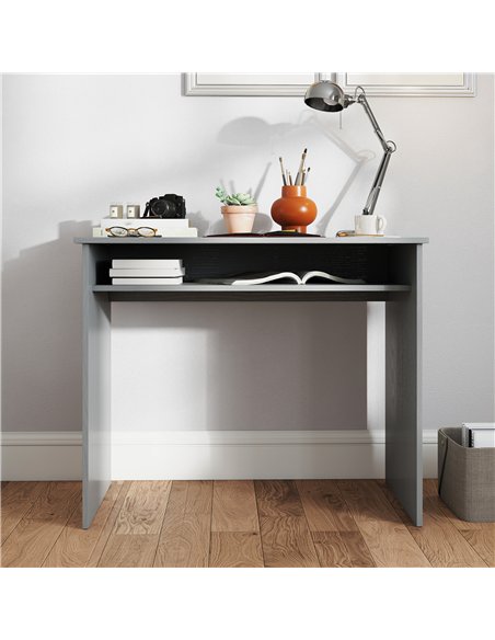 HOMCOM Modern Computer Desk, Home Office Table, Small Writing Desk with Storage Shelf, 90 x 50cm, Grey - pic 172633 | FastDaddyshop