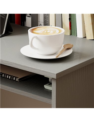 HOMCOM Modern Computer Desk, Home Office Table, Small Writing Desk with Storage Shelf, 90 x 50cm, Grey