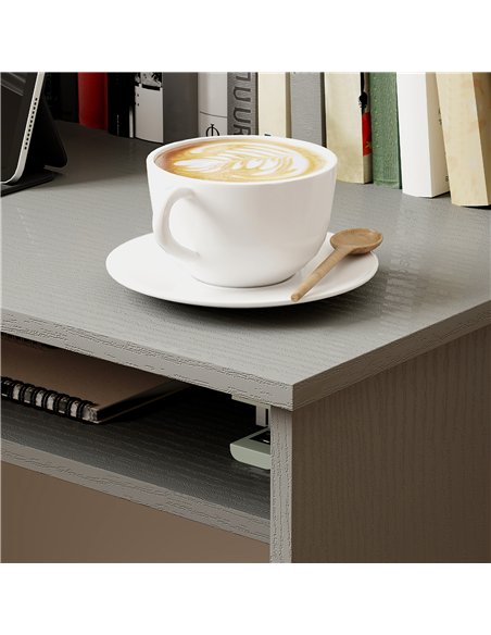 HOMCOM Modern Computer Desk, Home Office Table, Small Writing Desk with Storage Shelf, 90 x 50cm, Grey - pic 172634 | FastDaddyshop
