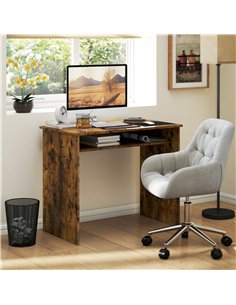 HOMCOM Boxy Work Desk, with Shelf - Wood-Effect 2