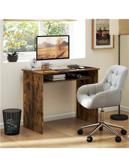HOMCOM Boxy Work Desk, with Shelf - Wood-Effect - pic 172636 | FastDaddyshop