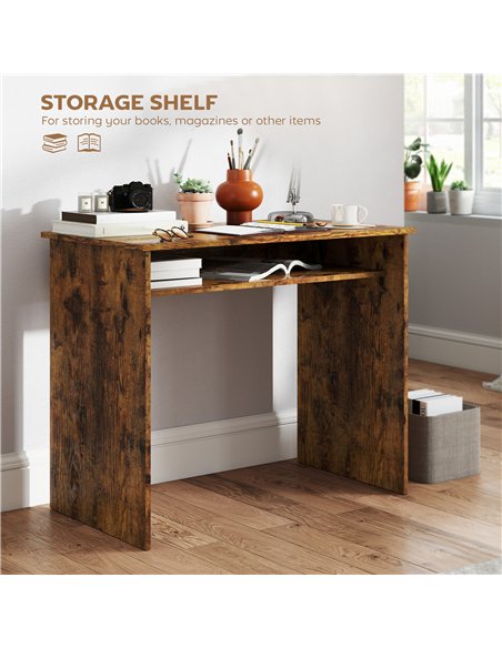 HOMCOM Boxy Work Desk, with Shelf - Wood-Effect - pic 172638 | FastDaddyshop