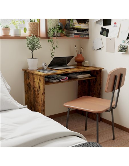 HOMCOM Boxy Work Desk, with Shelf - Wood-Effect - pic 172641 | FastDaddyshop