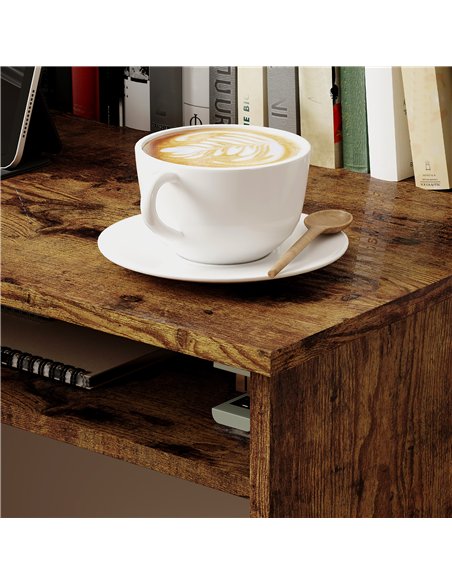 HOMCOM Boxy Work Desk, with Shelf - Wood-Effect - pic 172643 | FastDaddyshop