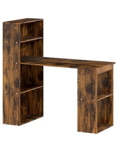 HOMCOM 120cm Computer Desk, Wooden PC Laptop Table with 6-Tier Storage Bookshelves, Home Office Working Study Desk, Writing Work