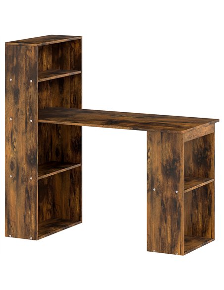 HOMCOM 120cm Computer Desk, Wooden PC Laptop Table with 6-Tier Storage Bookshelves, Home Office Working Study Desk, Writing Work - pic 172644 | FastDaddyshop
