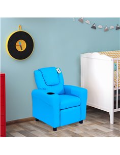 Homcom Childrens, Kids Recliner Armchair with Cup Holder, Blue 2