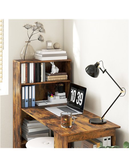 HOMCOM 120cm Computer Desk, Wooden PC Laptop Table with 6-Tier Storage Bookshelves, Home Office Working Study Desk, Writing Work - pic 172651 | FastDaddyshop