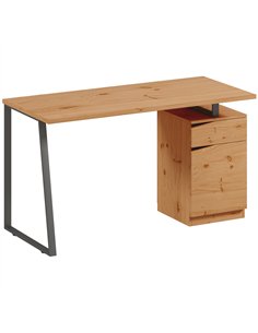 HOMCOM Computer Desk, Writing Desk with Cabinet, Drawer, Metal Legs, Work Table for Home Office Study, Natural Wood Finish