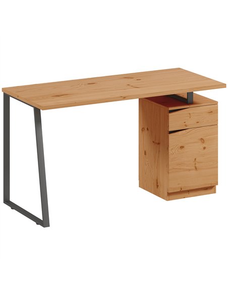 HOMCOM Computer Desk, Writing Desk with Cabinet, Drawer, Metal Legs, Work Table for Home Office Study, Natural Wood Finish - pic 172662 | FastDaddyshop