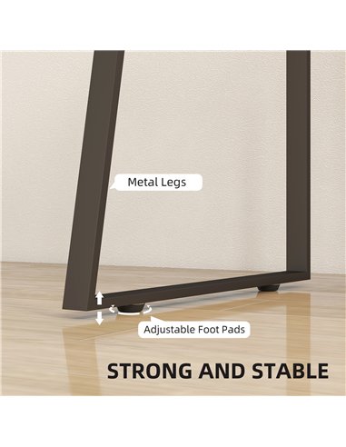 HOMCOM Computer Desk, Writing Desk with Cabinet, Drawer, Metal Legs, Work Table for Home Office Study, Natural Wood Finish