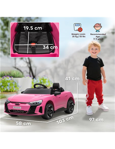 HOMCOM Audi Licensed 12V Kids Electric Ride-On, with Remote Control, Suspension System, Lights, Music, Motor - Pink - pic 172682 | FastDaddyshop