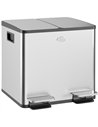 HOMCOM 30L Dual Compartment Stainless Steel Bin, with Deodoriser Holders - Silver Tone