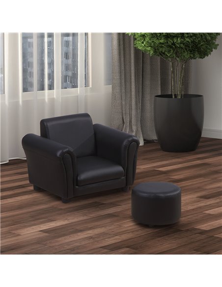 Homcom Childrens, Kids Armchair with Footstool, Black - pic 17273 | FastDaddyshop