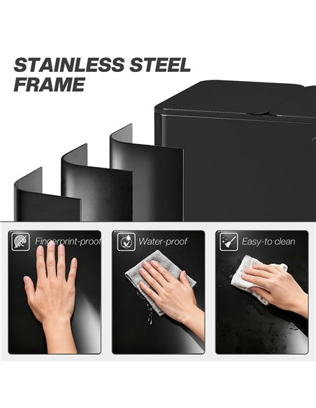 HOMCOM 3 x 20L Pedal Bin, Steel Triple Kitchen Bin with Soft Close Lid, Removable Inner Buckets, Fingerprint-Proof, Black - pic 172741 | FastDaddyshop