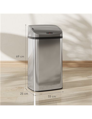 HOMCOM 48L Stainless Steel Sensor Bin - Silver-Tone
