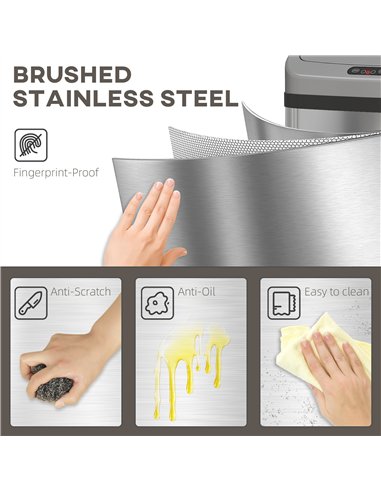 HOMCOM 48L Stainless Steel Sensor Bin - Silver-Tone