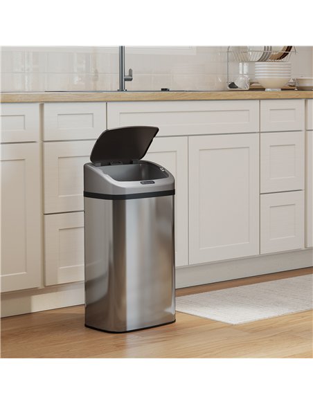 HOMCOM 48L Stainless Steel Sensor Bin - Silver-Tone - pic 172749 | FastDaddyshop