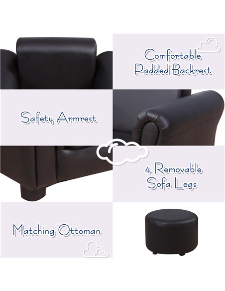 Homcom Childrens, Kids Armchair with Footstool, Black - pic 17275 | FastDaddyshop