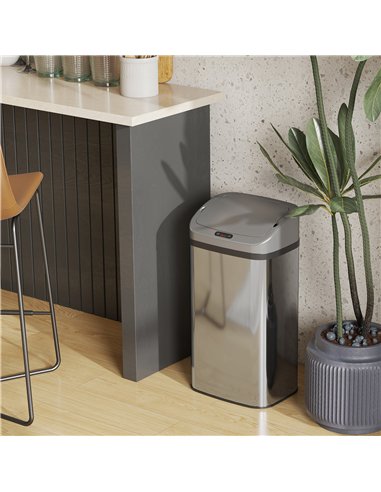 HOMCOM 48L Stainless Steel Sensor Bin - Silver-Tone