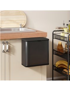 HOMCOM 8L Hanging Kitchen Bin, Rubbish bin with Lid and Removable Inner Bucket for Kitchen Cabinet Door, Under Sink, Office 2