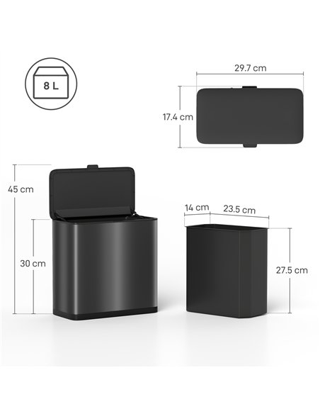 HOMCOM 8L Hanging Kitchen Bin, Rubbish bin with Lid and Removable Inner Bucket for Kitchen Cabinet Door, Under Sink, Office - pic 172763 | FastDaddyshop