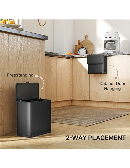 HOMCOM 8L Hanging Kitchen Bin, Rubbish bin with Lid and Removable Inner Bucket for Kitchen Cabinet Door, Under Sink, Office - pic 172764 | FastDaddyshop