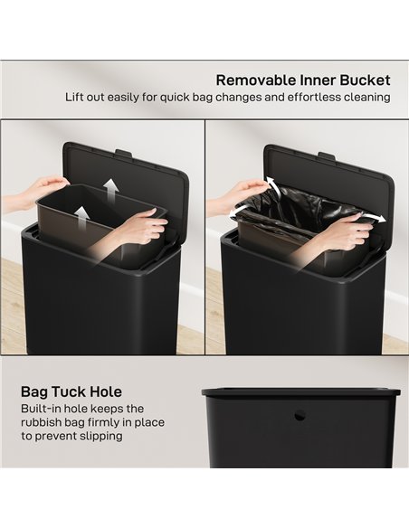 HOMCOM 8L Hanging Kitchen Bin, Rubbish bin with Lid and Removable Inner Bucket for Kitchen Cabinet Door, Under Sink, Office - pic 172766 | FastDaddyshop