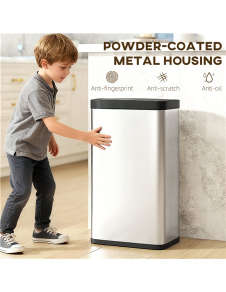HOMCOM 45L Stainless Steel Sensor Bin - Silver Tone - pic 172784 | FastDaddyshop