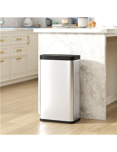 HOMCOM 45L Stainless Steel Sensor Bin - Silver Tone - pic 172786 | FastDaddyshop
