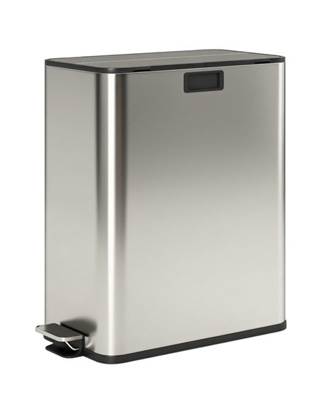 HOMCOM Dual Kitchen Bin with Soft-Close Butterfly Lid, 2 x 28L Stainless Steel Pedal Bin with Removable Inner Buckets, Fingerpri - pic 172788 | FastDaddyshop