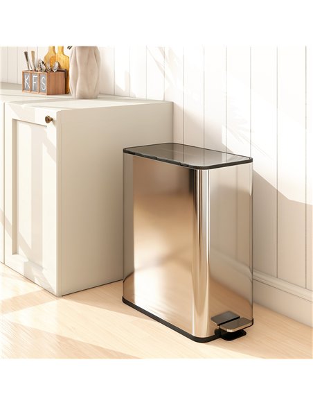 HOMCOM Dual Kitchen Bin with Soft-Close Butterfly Lid, 2 x 28L Stainless Steel Pedal Bin with Removable Inner Buckets, Fingerpri - pic 172795 | FastDaddyshop