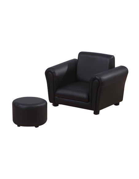 Homcom Childrens, Kids Armchair with Footstool, Black - pic 17280 | FastDaddyshop